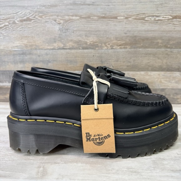 Dr. Martens Shoes - Dr. Martens Adrian Quad Loafer Platform Shoes US 7 Black Smooth Leather Tassels